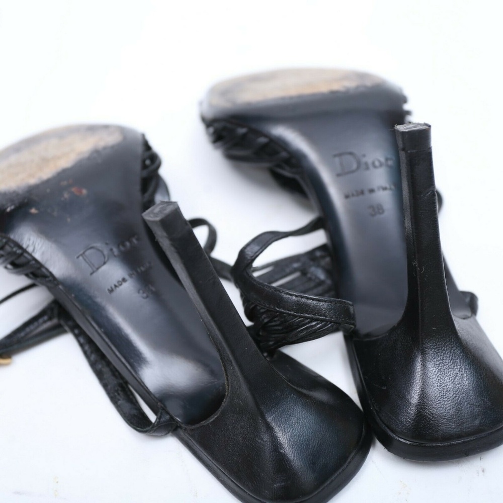 DIOR SLINGBACK PUMPS BLACK LEATHER WOMEN'S SIZE 7 - Picture 7 of 8